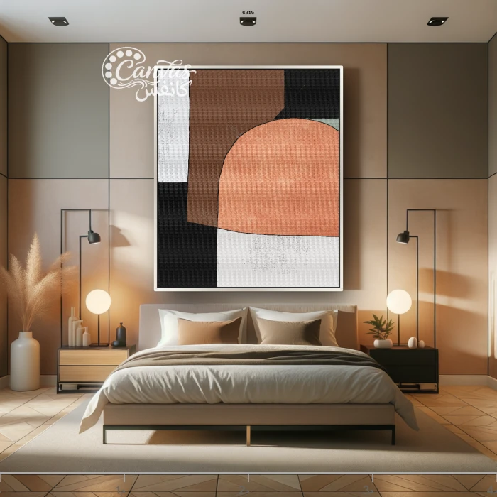 لوحة تجريدية تتضمن أشكال هندسية متنوعة