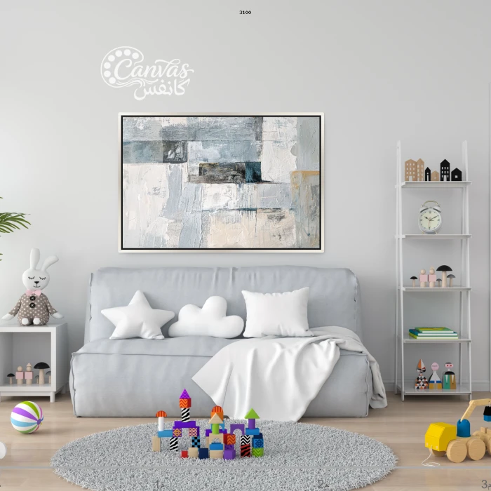 لوحة تجريدية بألوان هادئة وعصرية