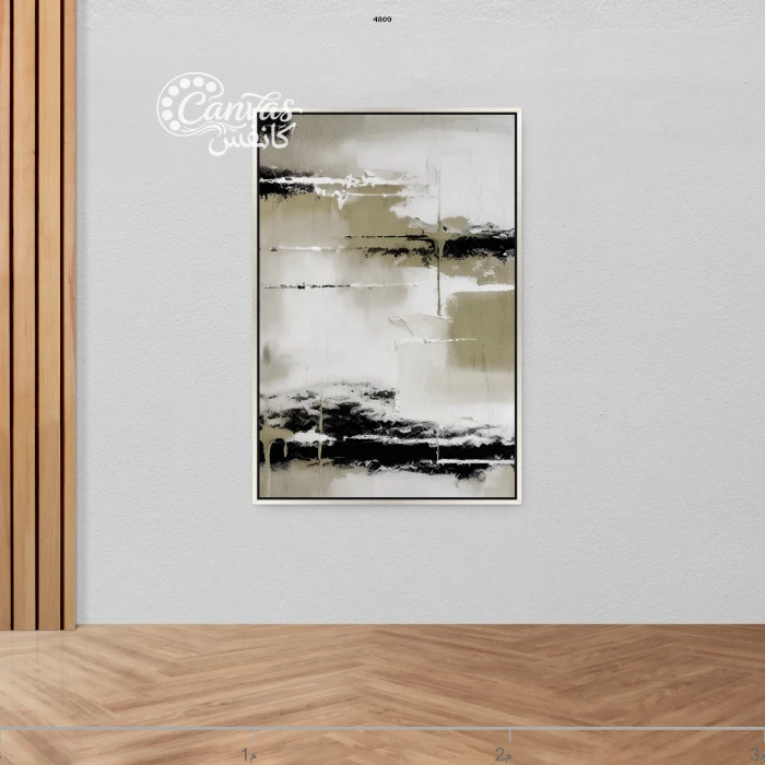 لوحة تجريدية بألوان محايدة وداكنة