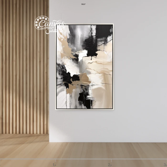 لوحة تجريدية بألوان محايدة وسوداء