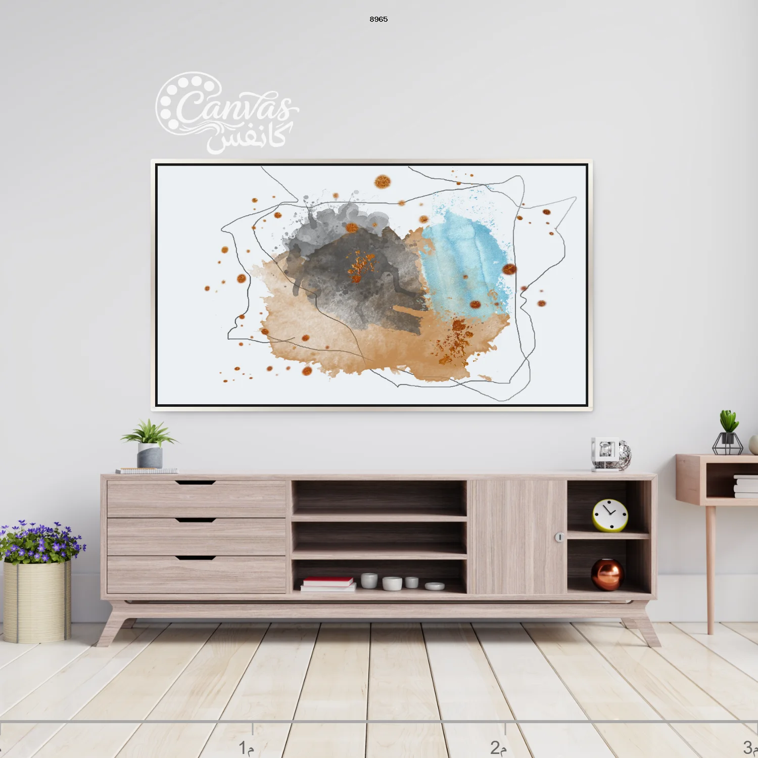 لوحة تجريدية تجمع بين الألوان الدافئة والباردة