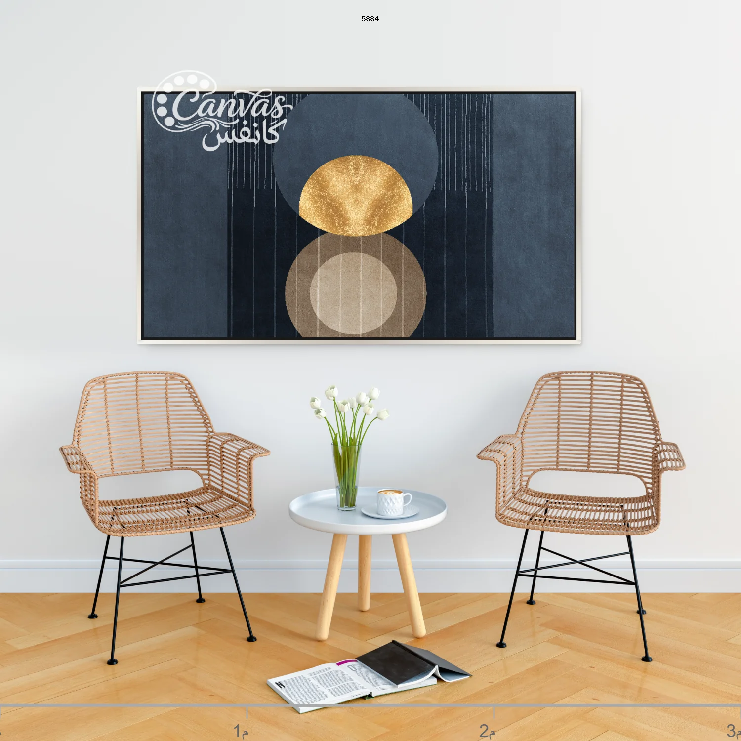 لوحة تجريدية بألوان دافئة وباردة