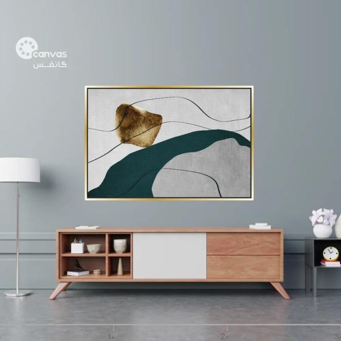 عمل فني تجريدي بألوان دافئة وباردة