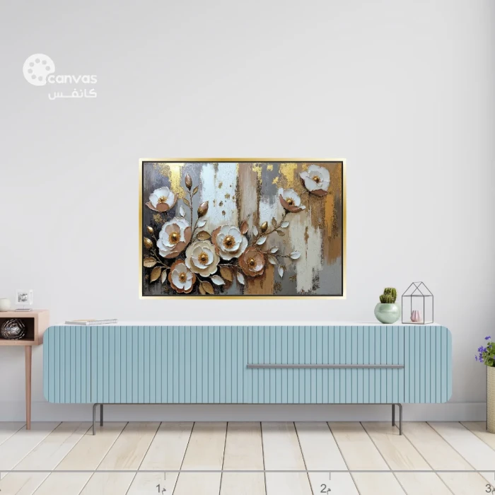 لوحة زهور بتصميم عصري وألوان دافئة