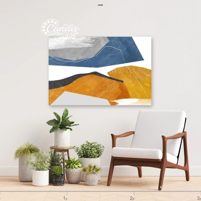 لوحة تجريدية بألوان دافئة وباردة