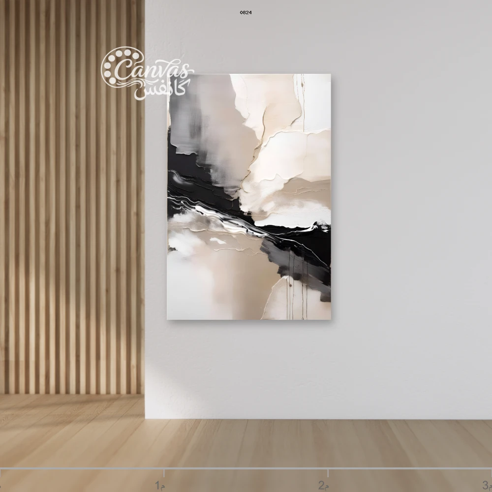 لوحة تجريدية بألوان دافئة ورمادية