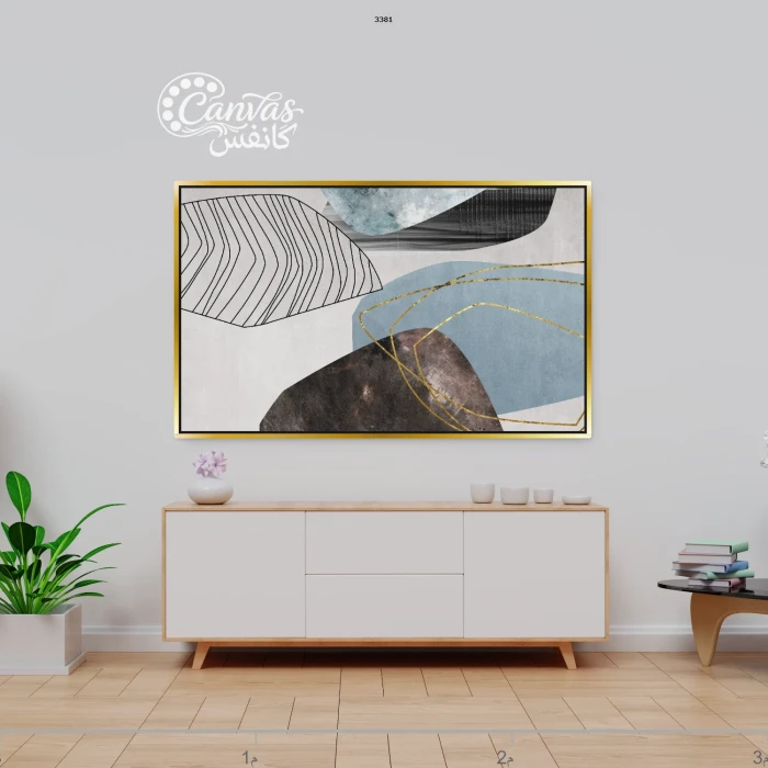 لوحة تجريدية بألوان هادئة وأشكال منحنية