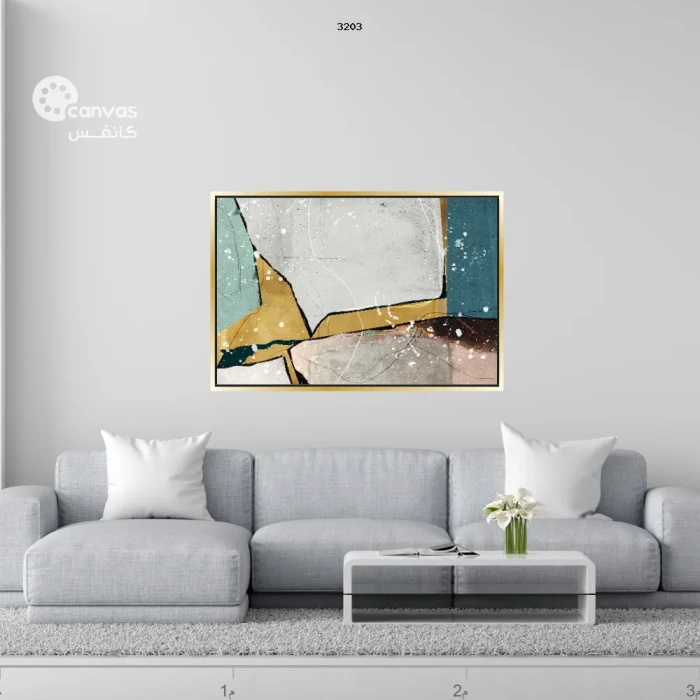 لوحة تجريدية بألوان هادئة وتفاصيل أنيقة
