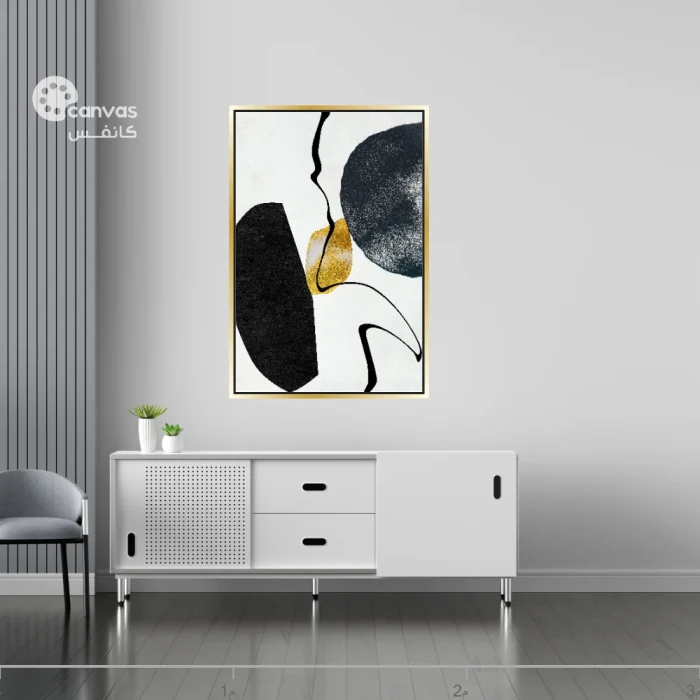 لوحة تجريدية بالألوان الأحادية والذهبية