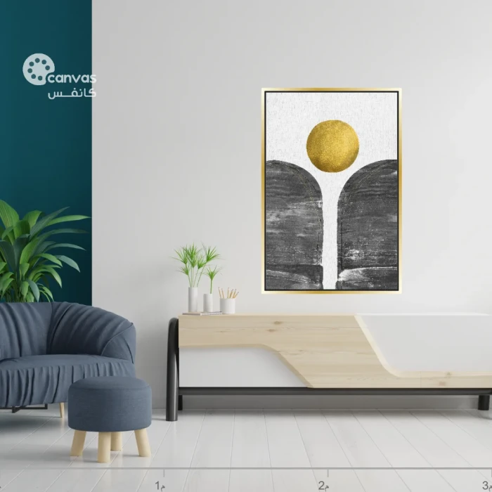 تكوين هندسي مع دائرة ذهبية فوق خلفية سوداء