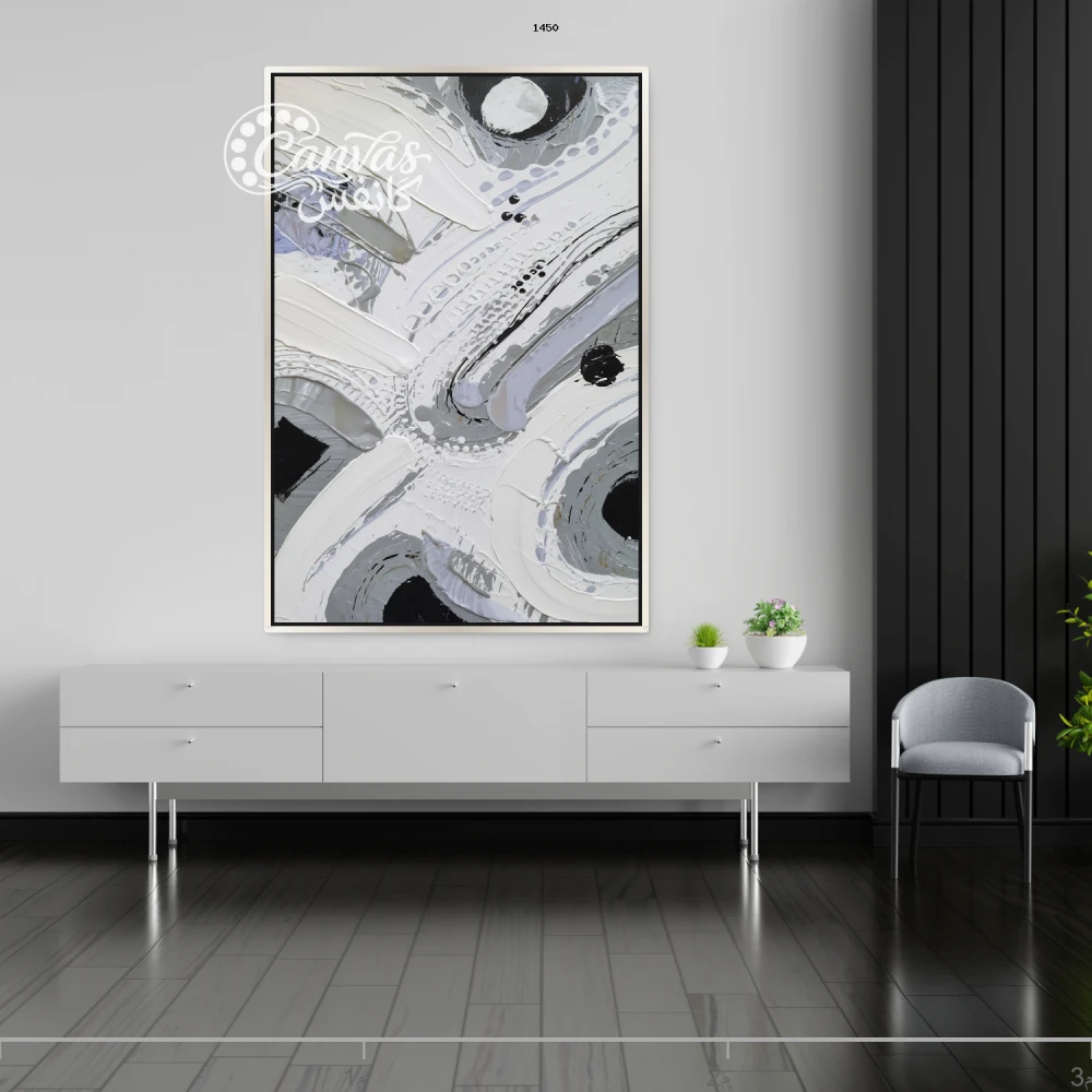 لوحة تجريدية بألوان محايدة وتفاصيل دقيقة