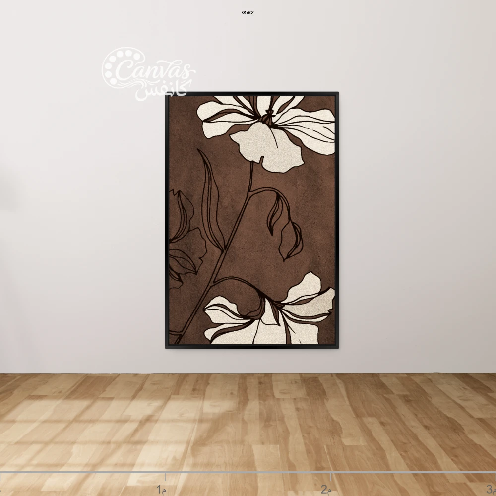 لوحة زهور بتفاصيل بسيطة وألوان دافئة