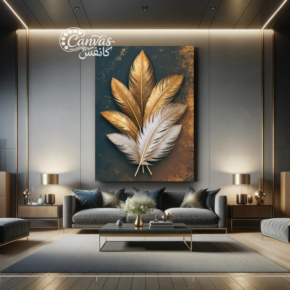 لوحة فنية لأوراق نباتية بتصميم عصري