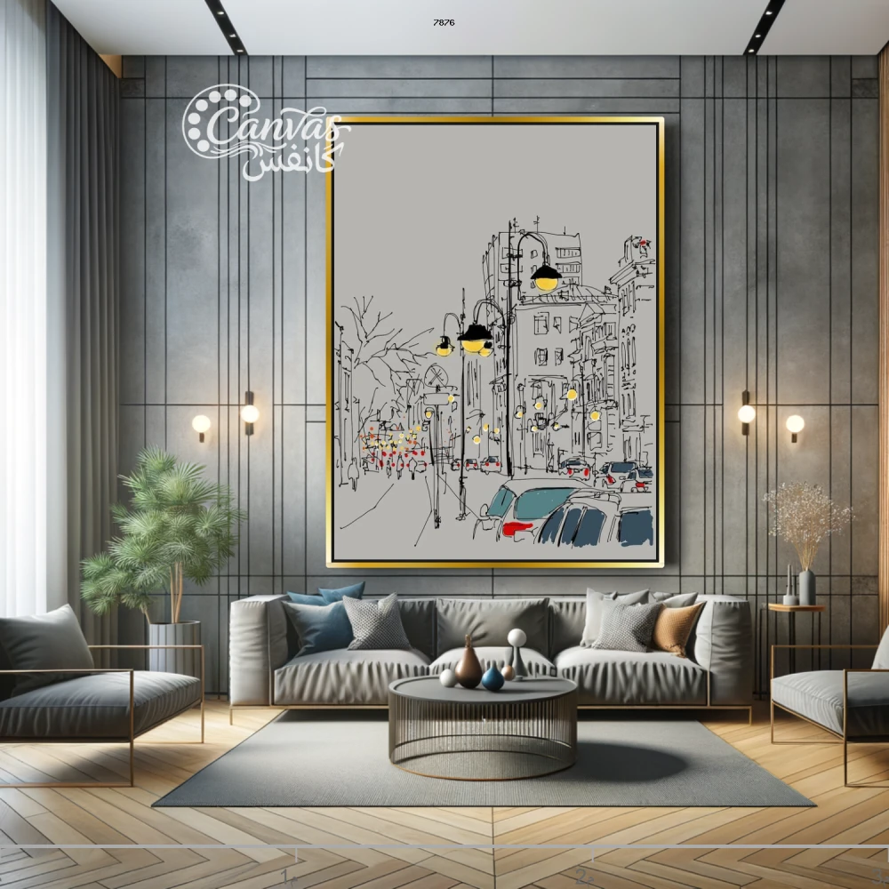 مشهد حضري معاصر بألوان دافئة