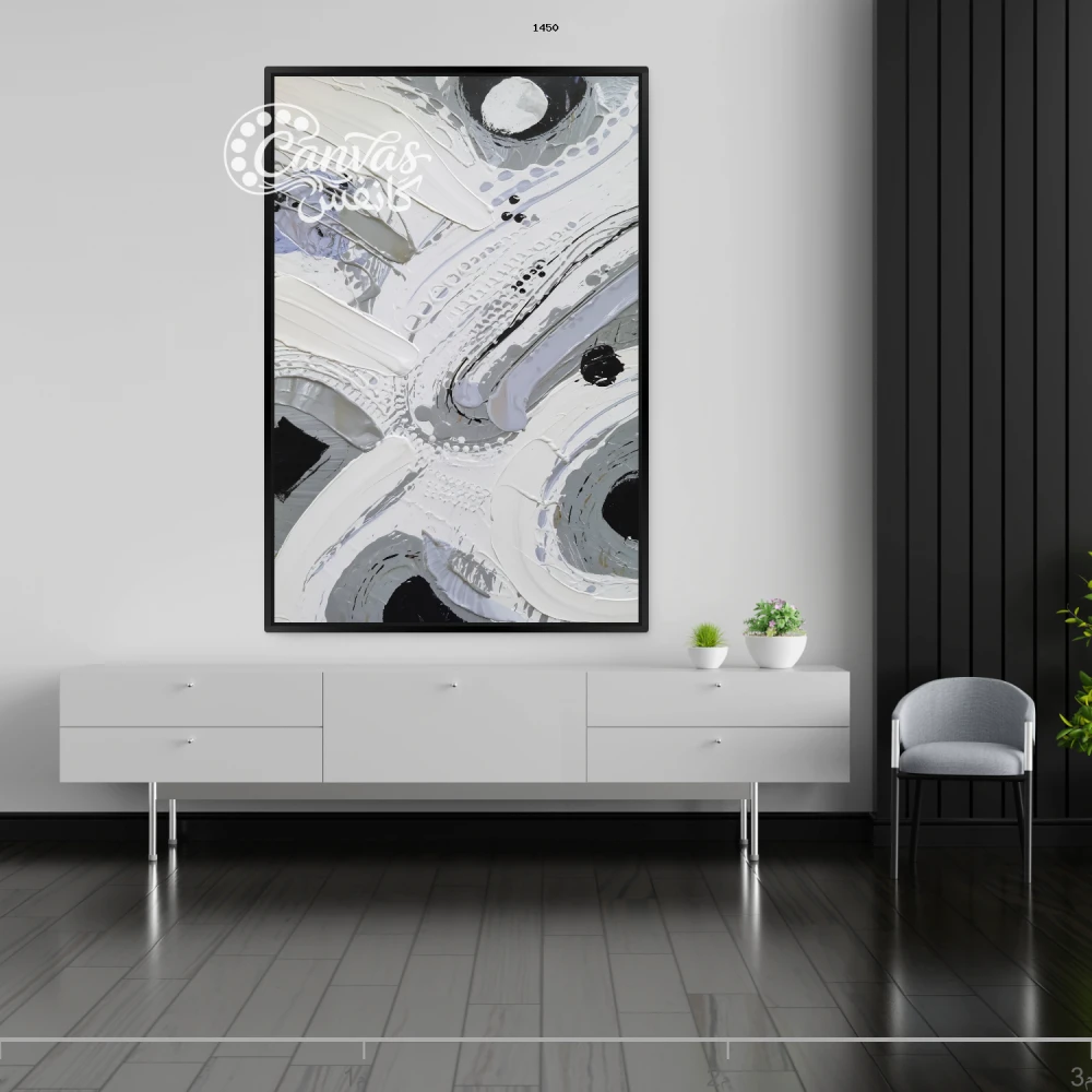 لوحة تجريدية بألوان محايدة وتفاصيل دقيقة