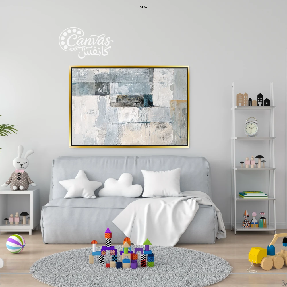 لوحة تجريدية بألوان هادئة وعصرية