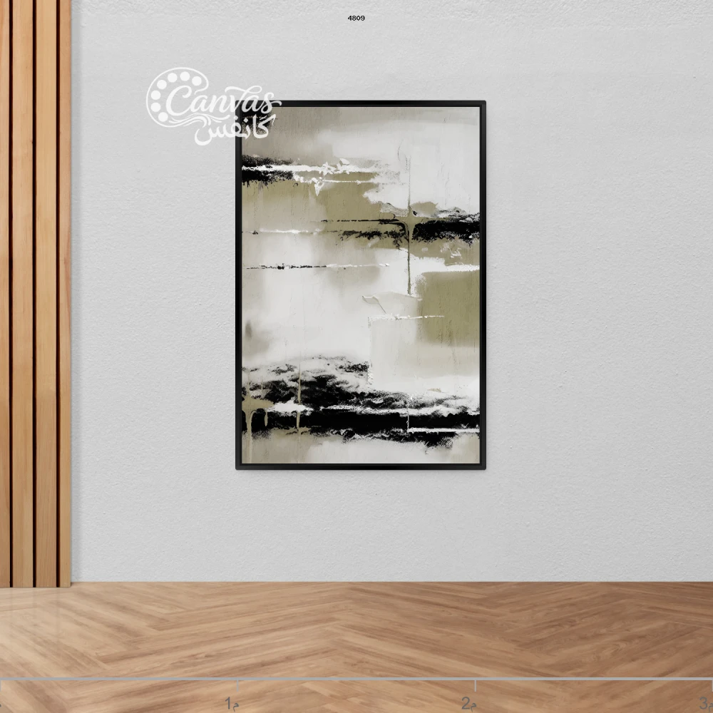 لوحة تجريدية بألوان محايدة وداكنة