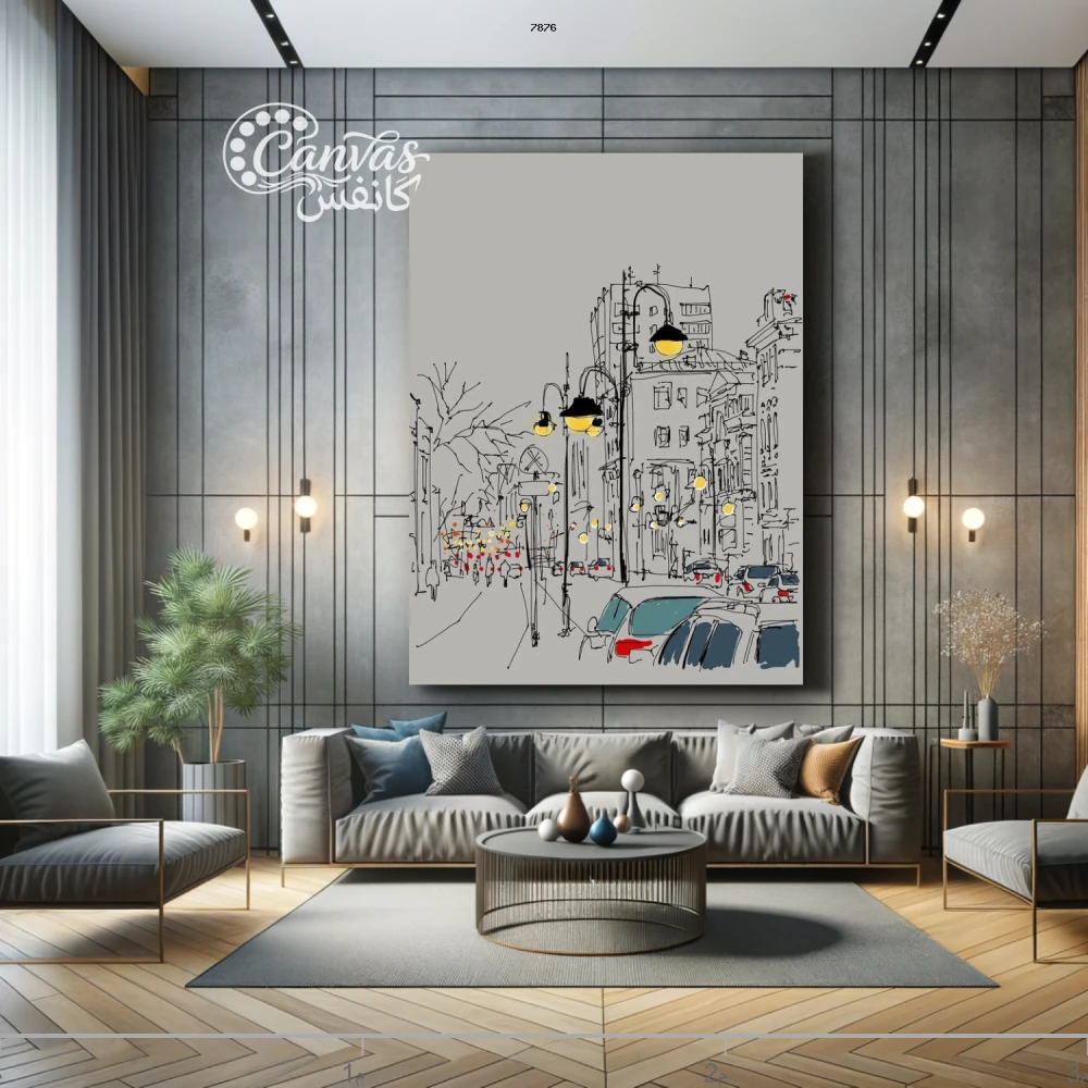 مشهد حضري معاصر بألوان دافئة