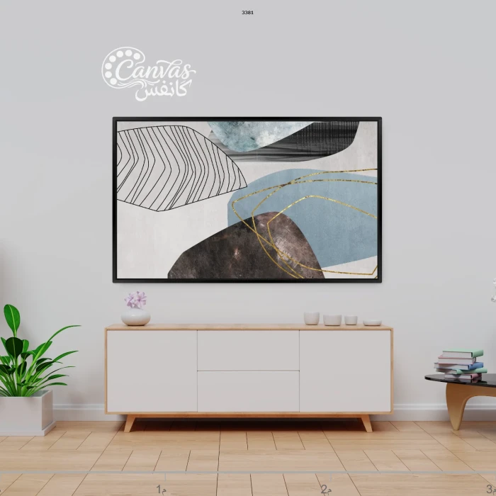 لوحة تجريدية بألوان هادئة وأشكال منحنية