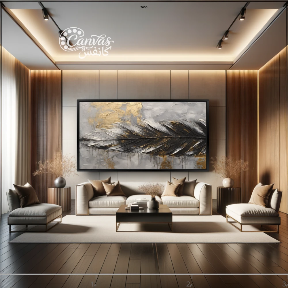 لوحة فنية معاصرة تتضمن أوراق شجر