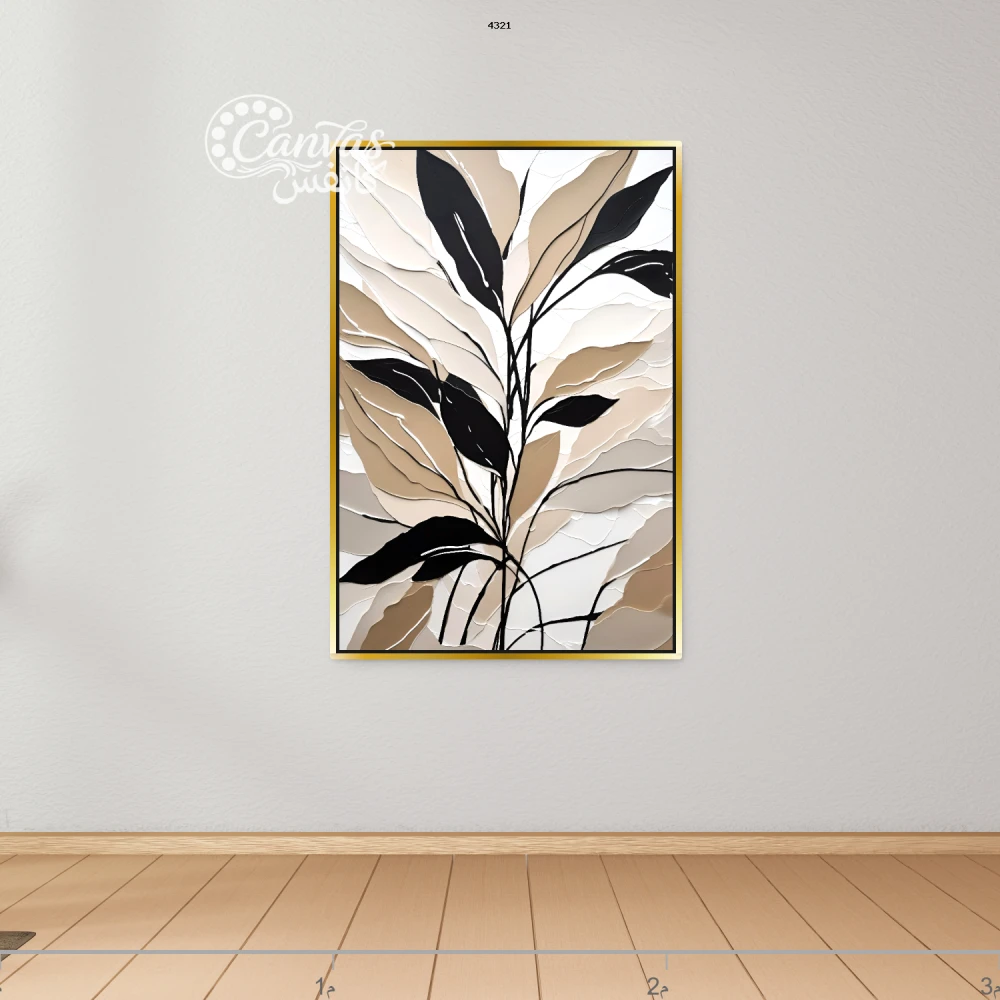 لوحة طبيعية بألوان ترابية وخطوط أنيقة