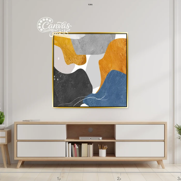 لوحة فنية معاصرة بألوان دافئة وباردة