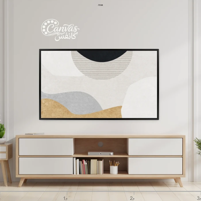 لوحة تجريدية بألوان محايدة مع لمسات ذهبية
