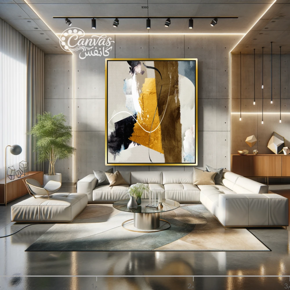 لوحة تجريدية عصرية بألوان دافئة