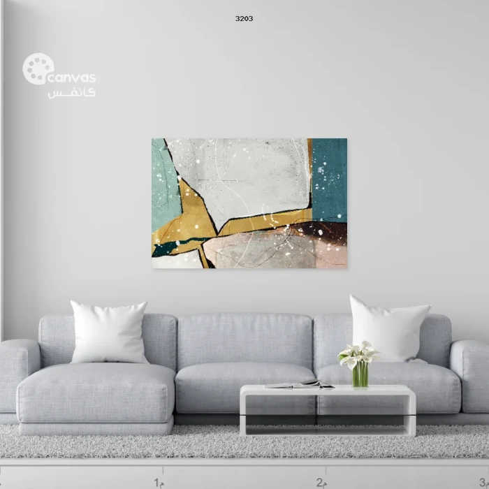 لوحة تجريدية بألوان هادئة وتفاصيل أنيقة