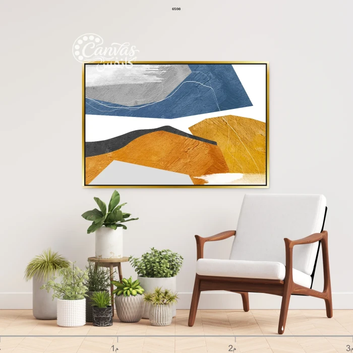 لوحة تجريدية بألوان دافئة وباردة