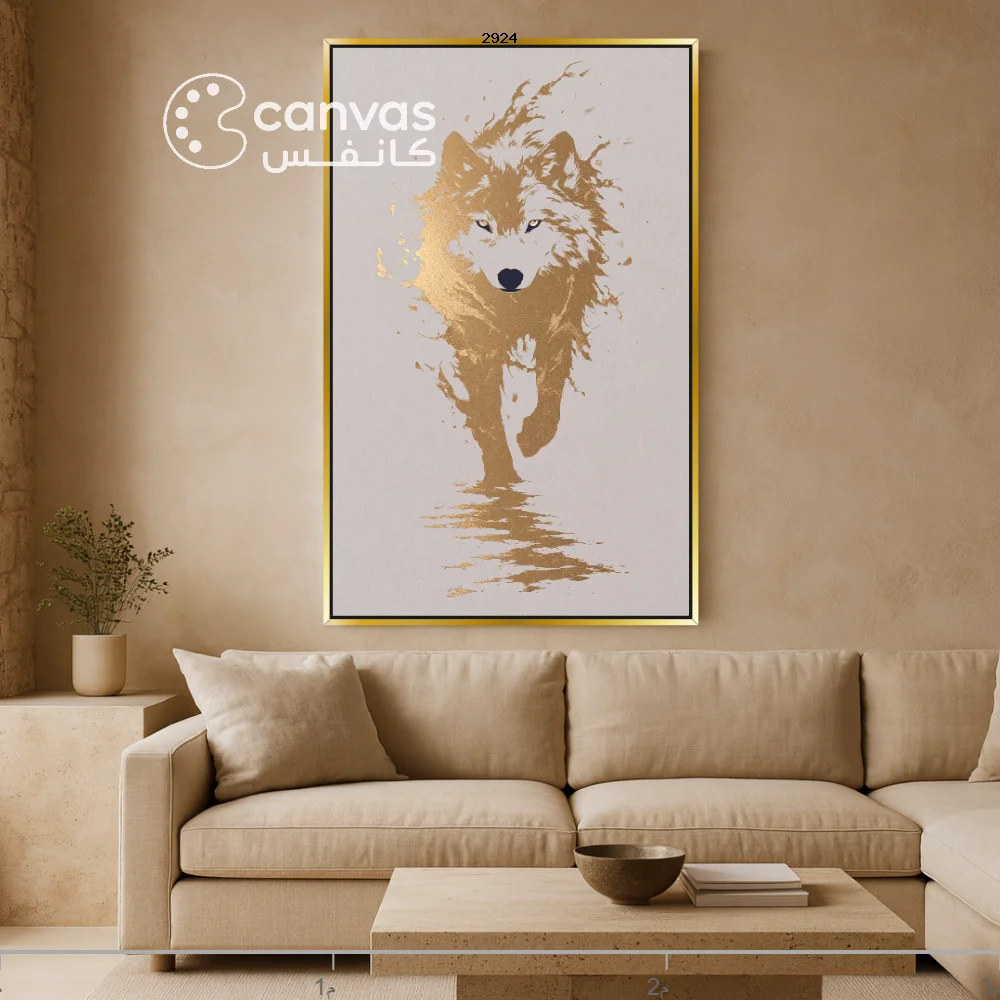 لوحة جدارية لذئب يجري بحيوية على خلفية بسيطة - صورة 4
