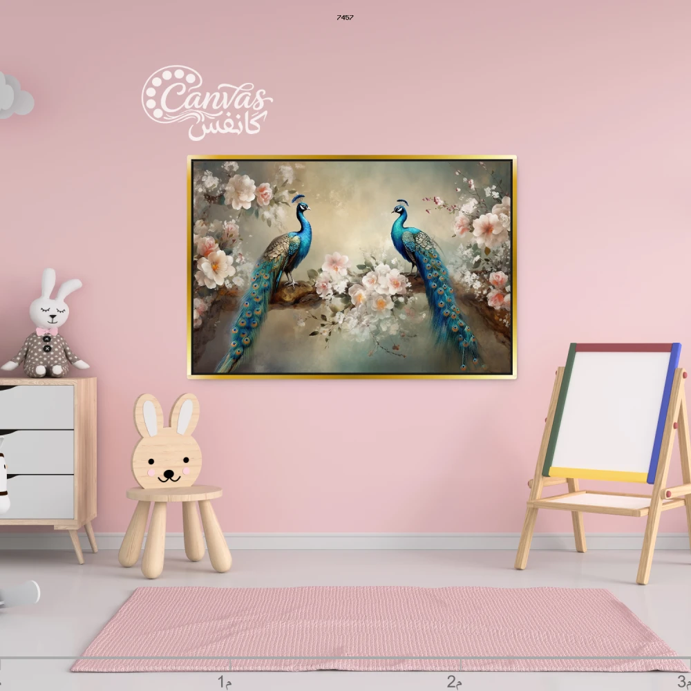 طيور الطاووس بين الزهور الجميلة