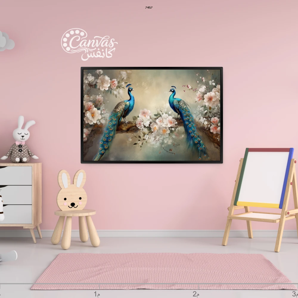 طيور الطاووس بين الزهور الجميلة