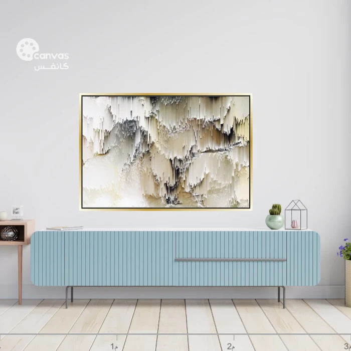 لوحة تجريدية بألوان هادئة وتعقيدات بصرية