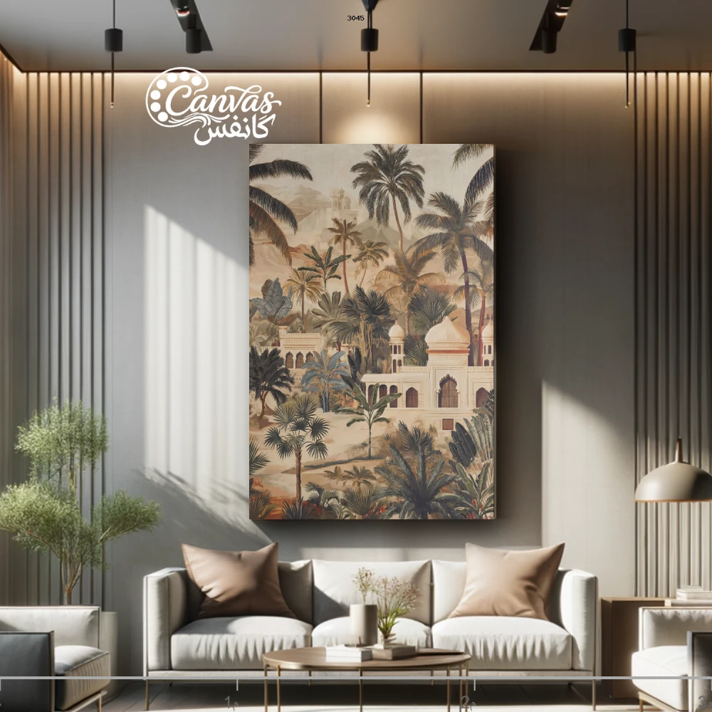 منظر طبيعي مع معماري عربي تقليدي