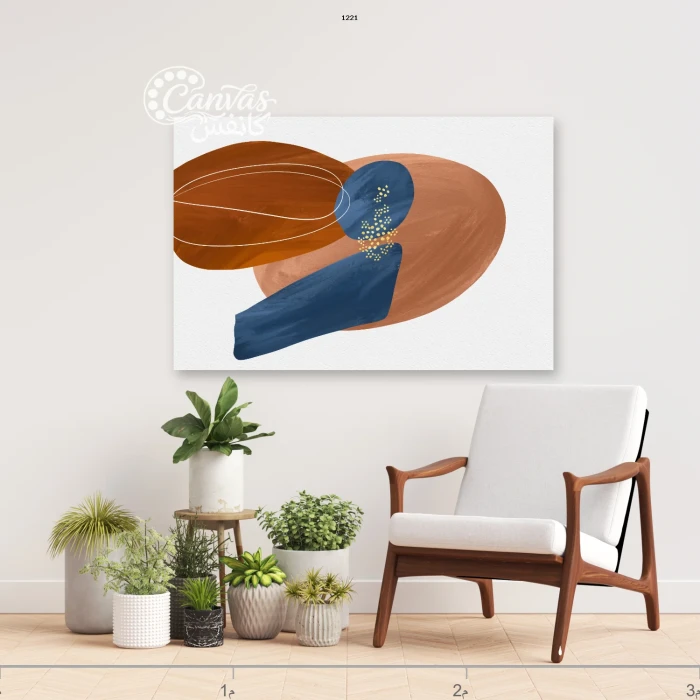 لوحة تجريدية بتصميم عصري وألوان دافئة