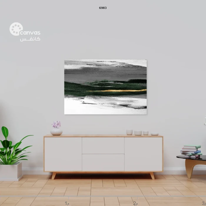 لوحة تجريدية بلونين رئيسيين وأشكال متنوعة